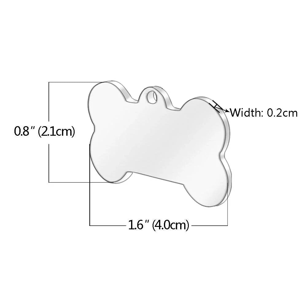 Personalized stainless steel dog tag with a creative, playful shape for unique identification and style