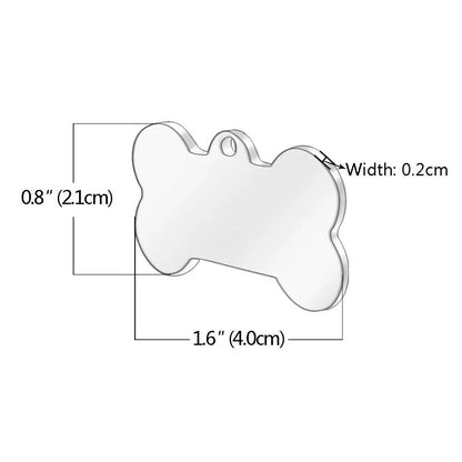 Personalized stainless steel dog tag with a creative, playful shape for unique identification and style