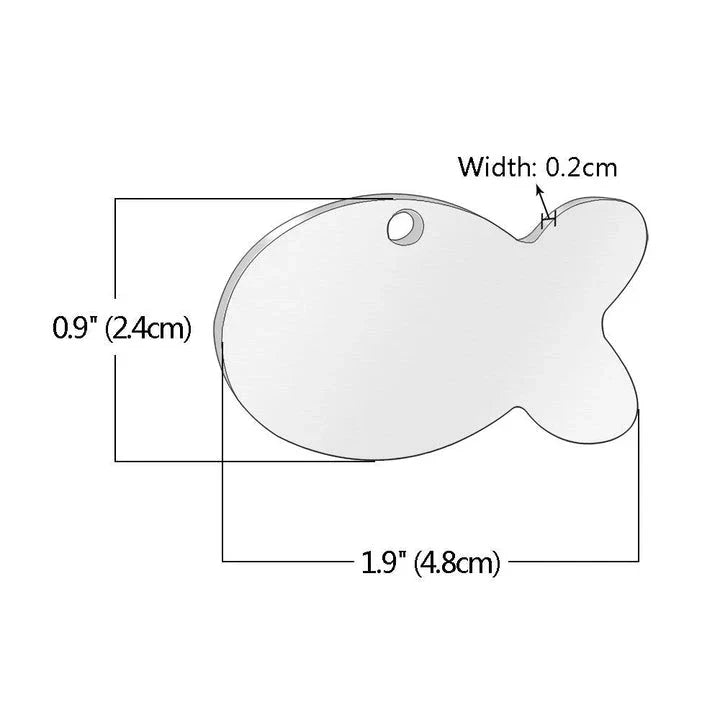 Personalized stainless steel dog tag with a creative, playful shape for unique identification and style