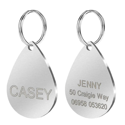 Personalized stainless steel dog tag with a creative, playful shape for unique identification and style