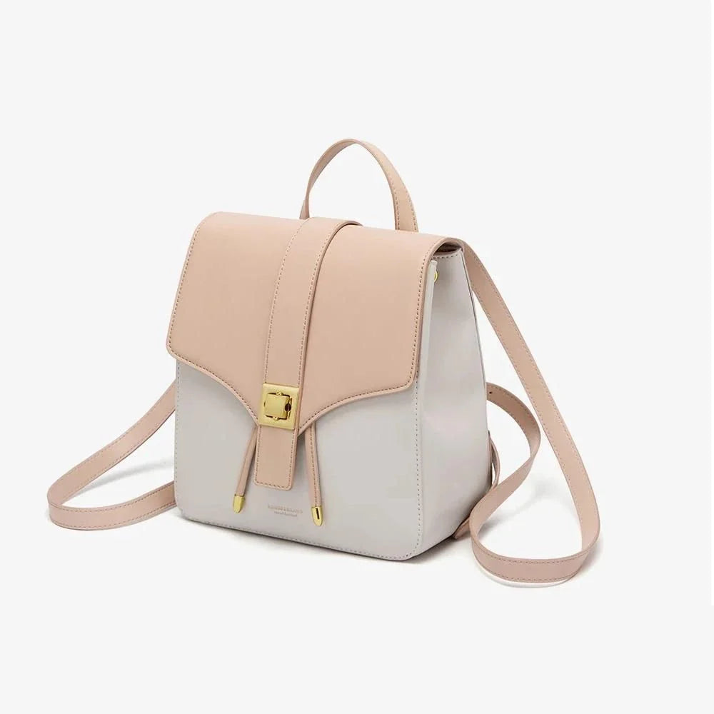 Chic cowhide leather backpack featuring premium split leather, ergonomic design, and spacious storage for the modern woman.