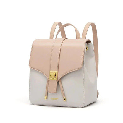 Chic cowhide leather backpack featuring premium split leather, ergonomic design, and spacious storage for the modern woman.