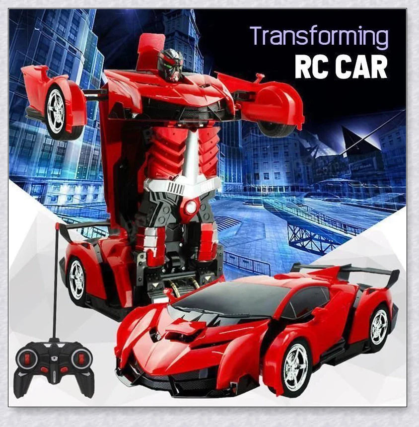 Transformix Transformer Car changing from a sleek racer to an impressive robot with flashing lights and sounds