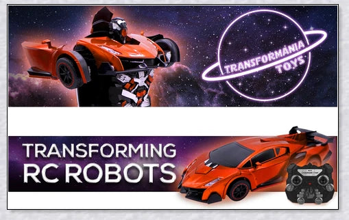 Transformix Transformer Car changing from a sleek racer to an impressive robot with flashing lights and sounds