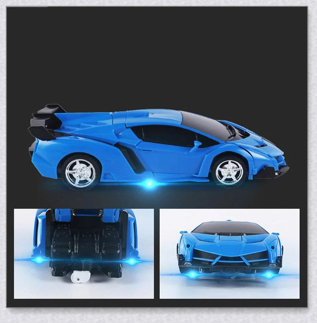 Transformix Transformer Car changing from a sleek racer to an impressive robot with flashing lights and sounds