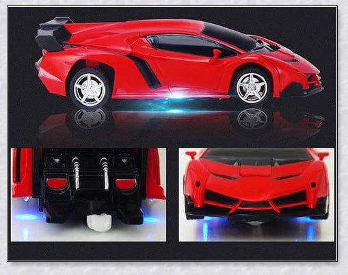 Transformix Transformer Car changing from a sleek racer to an impressive robot with flashing lights and sounds