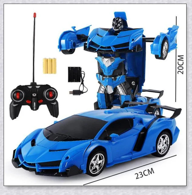 Transformix Transformer Car changing from a sleek racer to an impressive robot with flashing lights and sounds