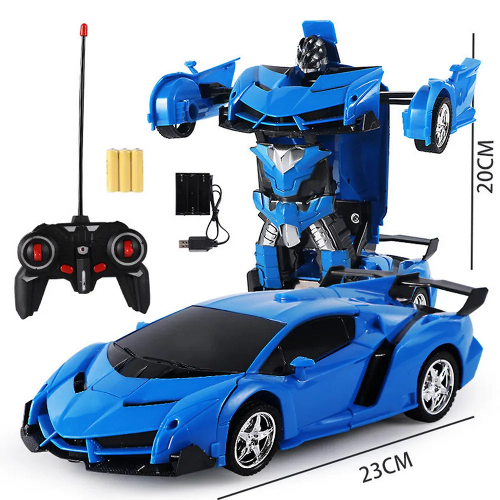 Transformix Transformer Car changing from a sleek racer to an impressive robot with flashing lights and sounds