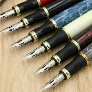 Executive Flexible Nib Fountain Pen in various colors, featuring a calligraphy-inspired nib for elegant writing