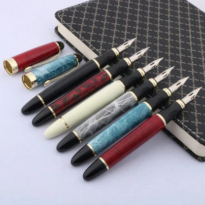 Executive Flexible Nib Fountain Pen in various colors, featuring a calligraphy-inspired nib for elegant writing