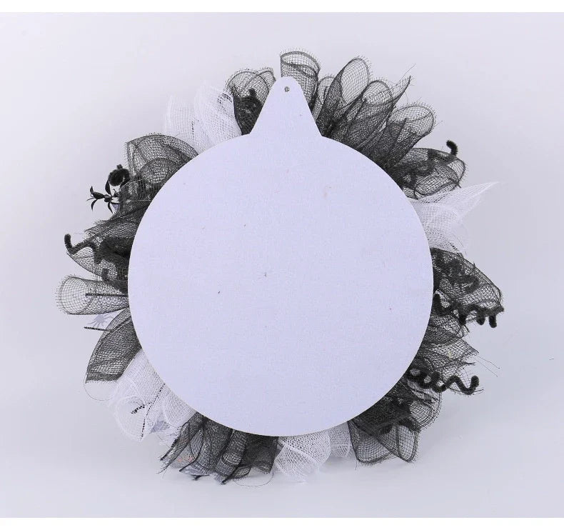 Halloween skull bride and groom mesh garland, a spooky and unique decoration for your haunted house or Halloween party