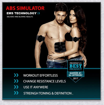 Standard 6 Pack EMS Abdominal Muscle Training Stimulator Device - Portable, Customizable Fitness Tool for Toned Abs
