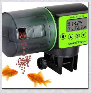 Automatic fish feeder with programmable timer and moisture-resistant design for aquarium pets