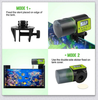 Automatic fish feeder with programmable timer and moisture-resistant design for aquarium pets