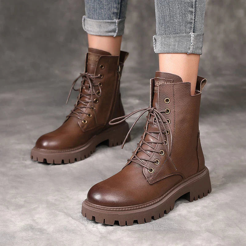 Premium British knight-inspired boots with thick soles, lace, and velvet accents for a regal, yet comfortable look.