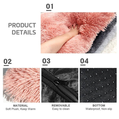A cozy and plush pet bed in various color options, designed to provide ultimate comfort and relaxation for your furry friend.