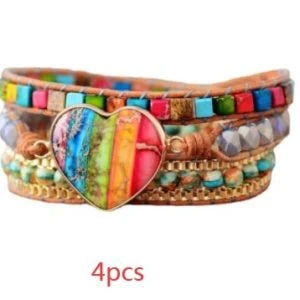 Premium 7 chakra leather-wrapped bracelet with carefully selected gemstones for style and spiritual harmony