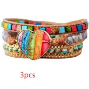 Premium 7 chakra leather-wrapped bracelet with carefully selected gemstones for style and spiritual harmony