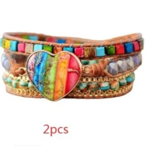Premium 7 chakra leather-wrapped bracelet with carefully selected gemstones for style and spiritual harmony