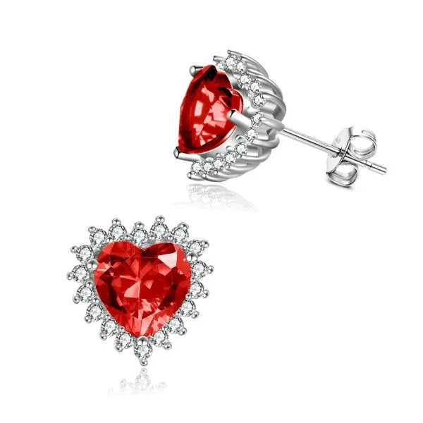 Elegant heart-shaped earrings in rhodium-plated 925 sterling silver with dazzling cubic zirconia stones