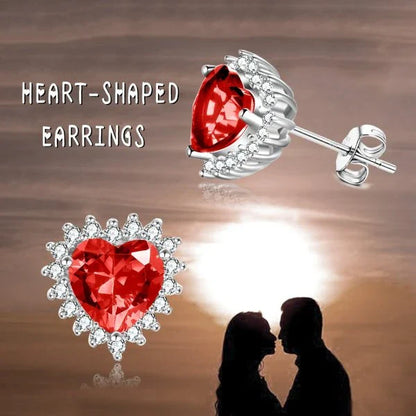 Elegant heart-shaped earrings in rhodium-plated 925 sterling silver with dazzling cubic zirconia stones