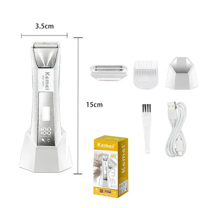 Groin Hair Trimmer for Men and Women - Precision Ceramic Blades, Built-in LED Light, Waterproof Design for Effortless Grooming