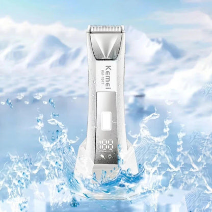 Groin Hair Trimmer for Men and Women - Precision Ceramic Blades, Built-in LED Light, Waterproof Design for Effortless Grooming