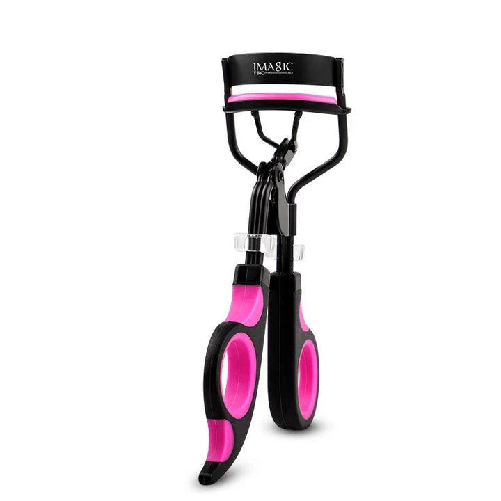 Compact carbon steel eyelash curler with ergonomic design and secure grip for flawless lash curling