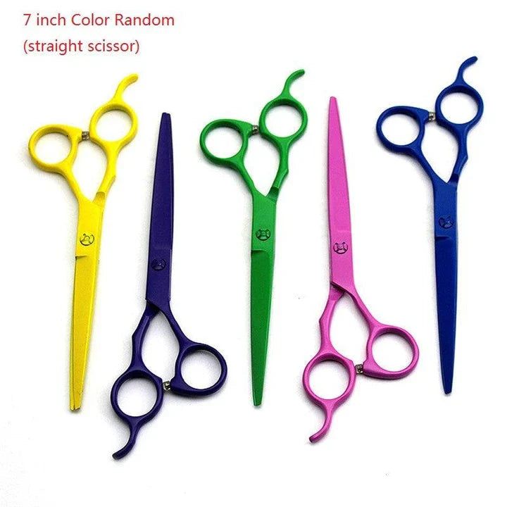 Premium stainless steel pet grooming scissors with ergonomic handles for effortless, salon-quality trimming and shaping of your furry friend's coat.