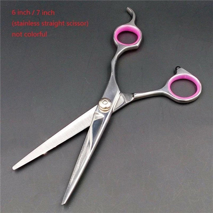 Premium stainless steel pet grooming scissors with ergonomic handles for effortless, salon-quality trimming and shaping of your furry friend's coat.