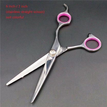 Premium stainless steel pet grooming scissors with ergonomic handles for effortless, salon-quality trimming and shaping of your furry friend's coat.
