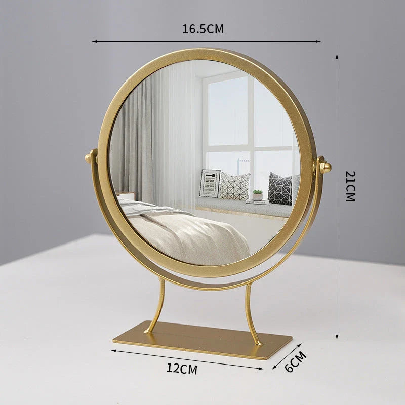 Creative Metal Vanity Mirror with Multifunctional Jewelry Storage for Bedroom, Dorm, or Vanity