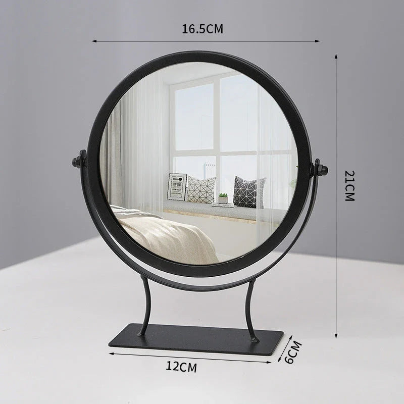 Creative Metal Vanity Mirror with Multifunctional Jewelry Storage for Bedroom, Dorm, or Vanity
