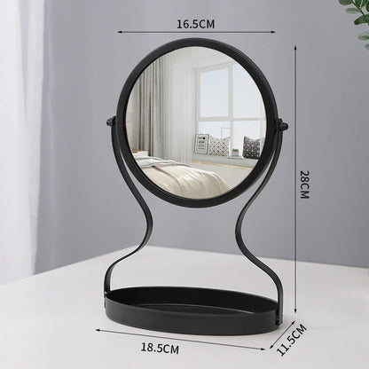 Creative Metal Vanity Mirror with Multifunctional Jewelry Storage for Bedroom, Dorm, or Vanity