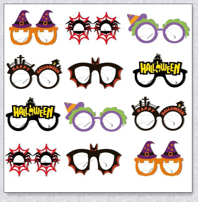 Partyboo Halloween Party Paper Glasses with pumpkin, bat, and spider web designs