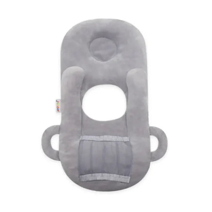 A soft, supportive pillow designed for hands-free baby feeding, featuring a secure bottle holder and premium, BPA-free materials.