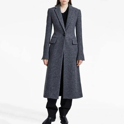 Elegant Woolen Long Coat for Women - A sophisticated and warm outerwear piece with a classic design and modern touches.
