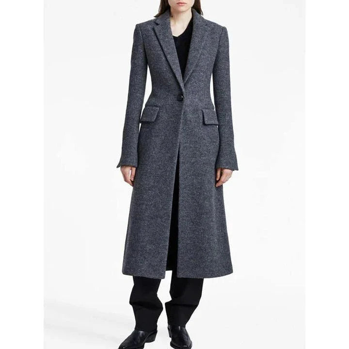 Elegant Woolen Long Coat for Women - A sophisticated and warm outerwear piece with a classic design and modern touches.