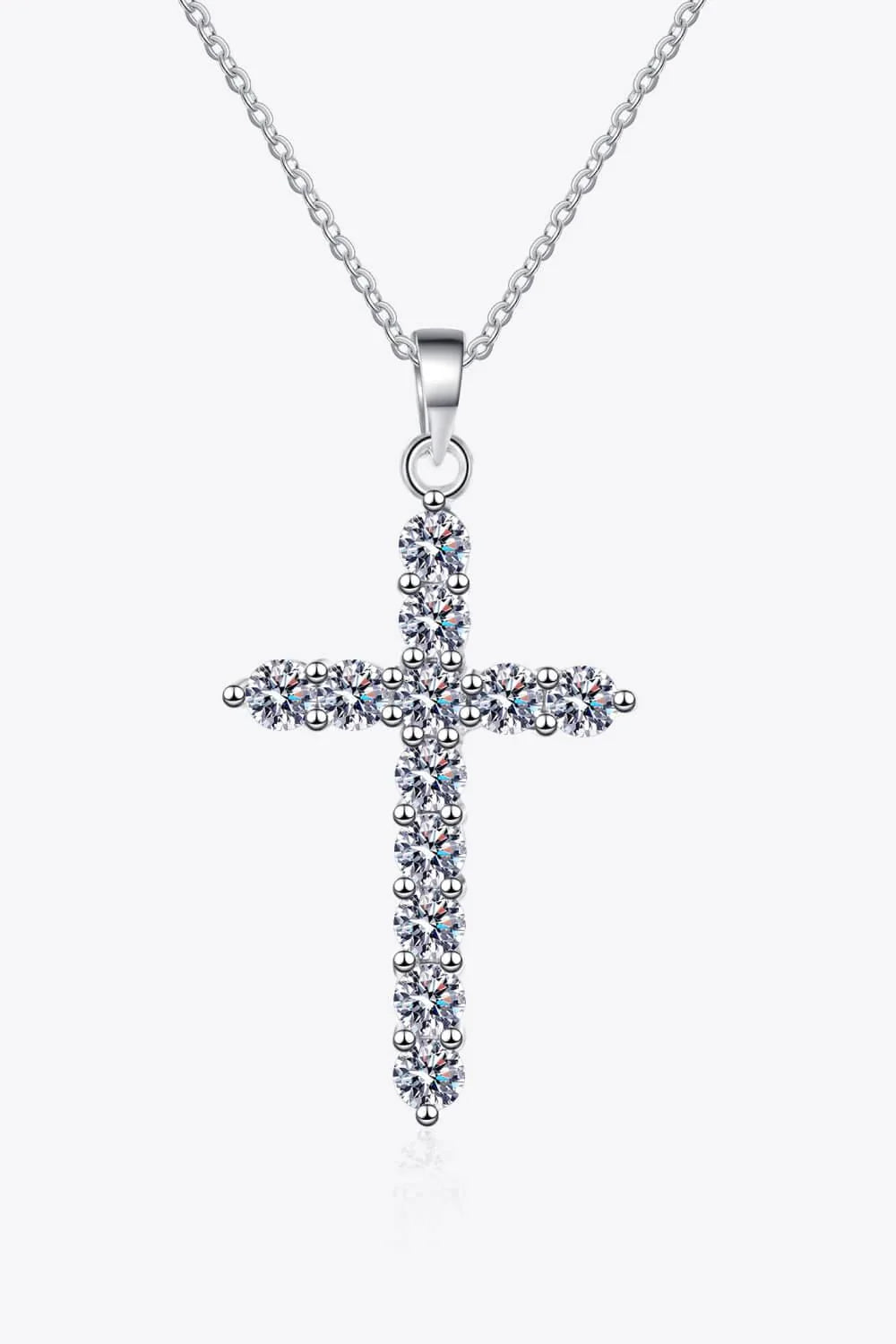 925 Sterling Silver Cross Moissanite Necklace - Minimalist and Modern Design with Sparkling Moissanite Embellishments