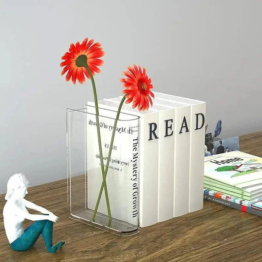 Modern Acrylic Book Flower Vase with Captivating Rainbow Effects, Stylish Home Decor Accent