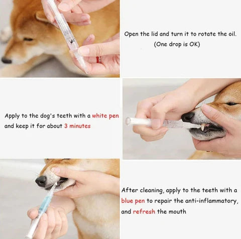 Dog Teeth Plaque Removing Pens - All-natural formula to gently clean and whiten your furry friend's teeth