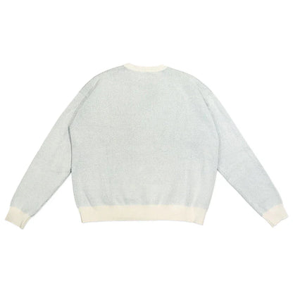 Fashion Women's Cartoon Pullover Round Neck Loose Sweater in blue color