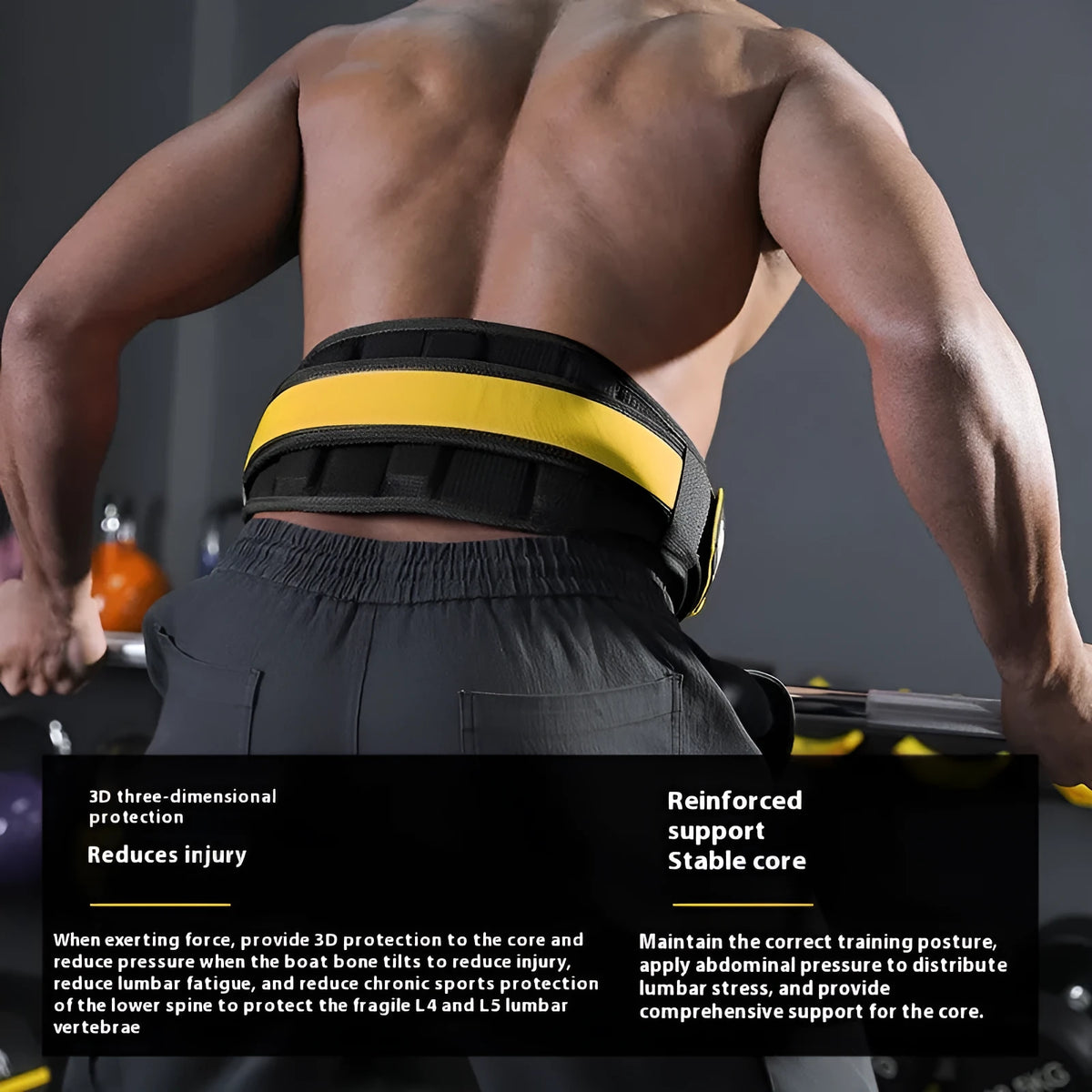 Adjustable waist support belt for weightlifting and fitness, black red yellow, sizes L M XL, one waistband