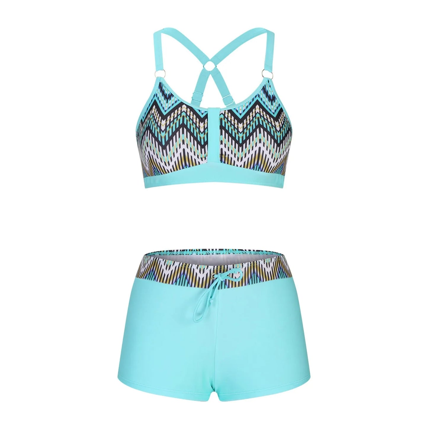 Women's floral print split bikini swimsuit in polyester fabric available in multiple colours and sizes