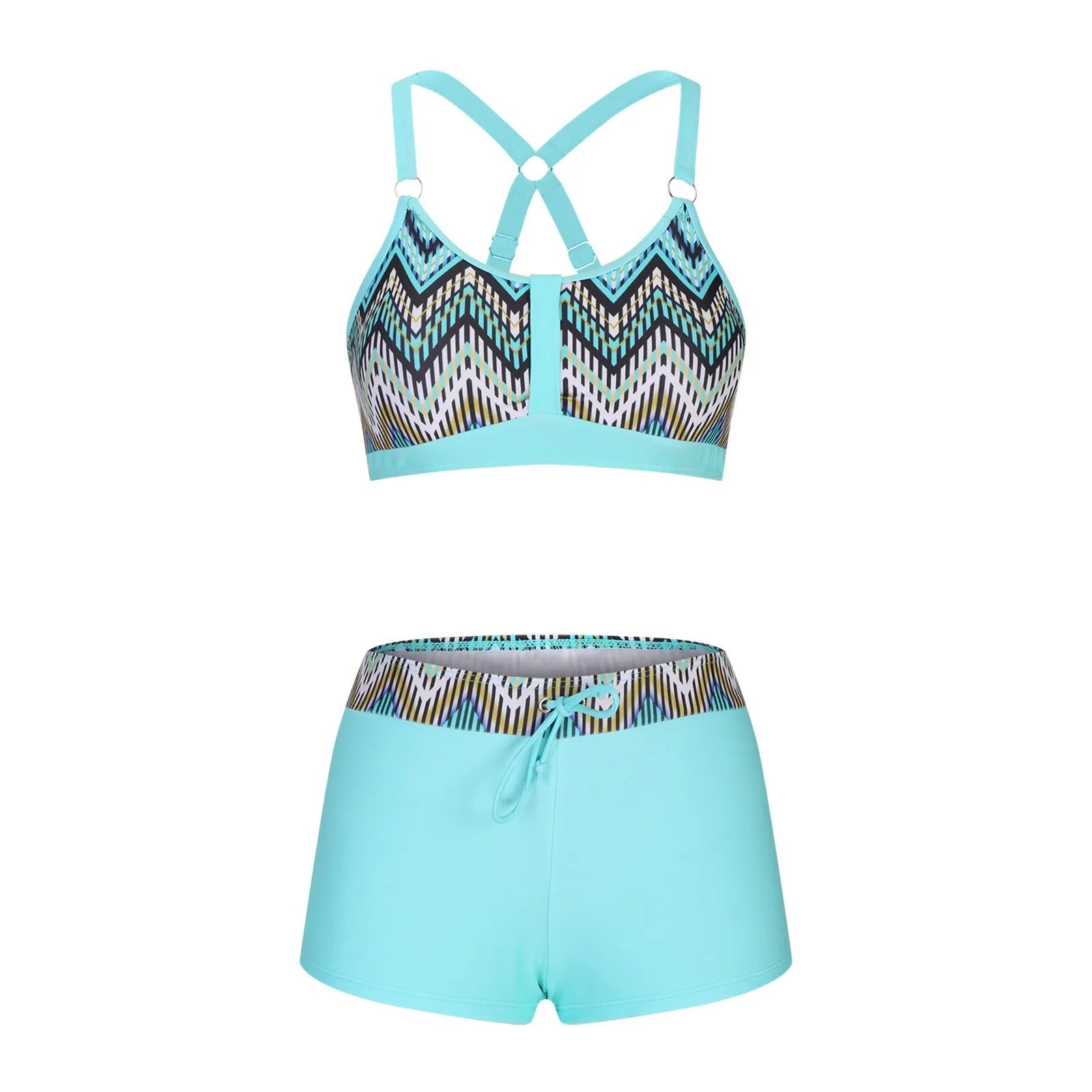 Women's floral print split bikini swimsuit in polyester fabric available in multiple colours and sizes