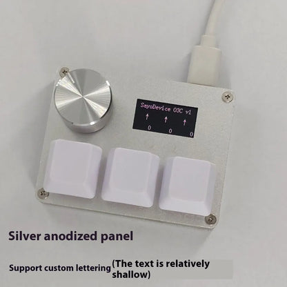 Magnetic axis numeric game keypad with programmable knob and colour screen on desk