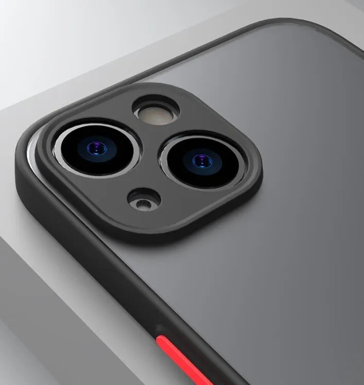 Fine hole skin-sensing iPhone case with frosted hard back and full lens anti-fall protection in dark night green colour