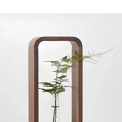 Chinese style wooden tabletop vase with natural grain and 25cm height