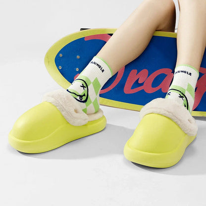 Winter warm slippers with non-slip EVA sole and baotou big head design in various colors