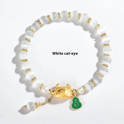 Handmade 8mm agate crystal bracelet with diamond-shaped beads in five natural stone colours